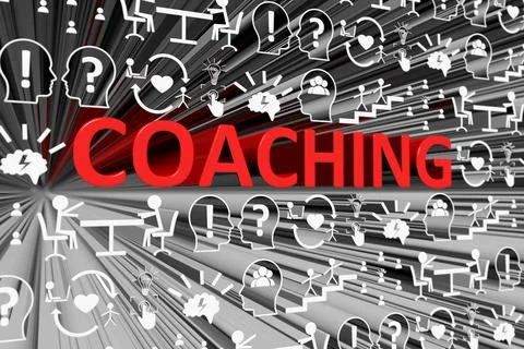 COACHING concept blurred background 3d render illustration Stock Illustration