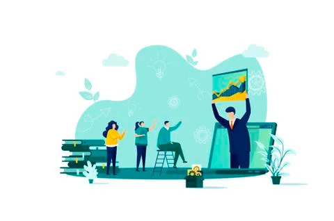 Coaching concept in flat style. Stock Illustration