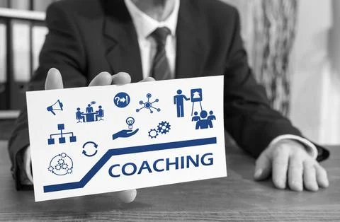 Coaching concept on an index card Stock Photos