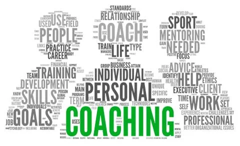 Coaching concept in sphere tag cloud Stock Illustration
