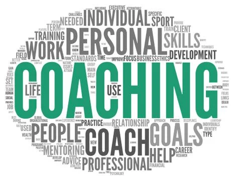 Coaching concept in sphere tag cloud Stock Illustration