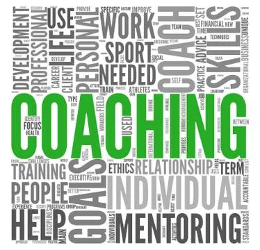 Coaching concept in tag cloud Illustrazione stock