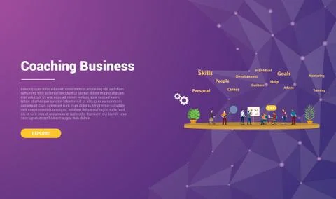 Coaching concept for website template landing homepage banner with modern pur Stock Illustration