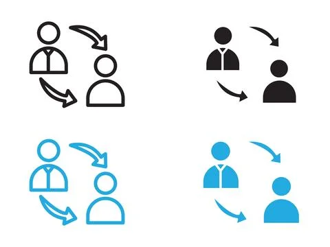 Coaching icon black and white vector outline sign Stock Illustration