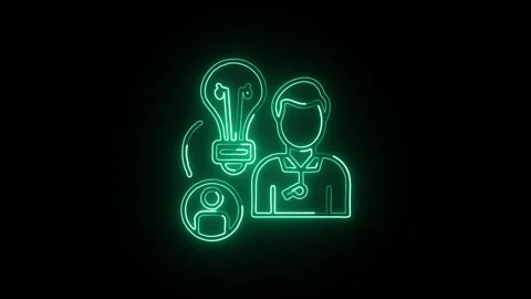 Coaching Isolated on Black Background Neon Guidance Growth Animation Stock Footage 328105813