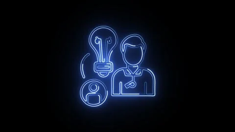 Coaching Isolated on Black Background Neon Guidance Growth Animation Video stock 328105822