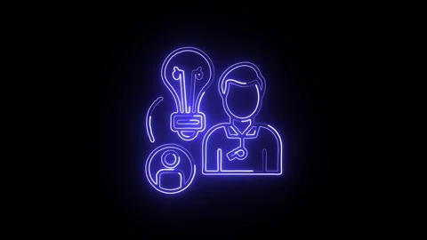 Coaching Isolated on Black Background Neon Guidance Growth Animation Stock Footage 328105834