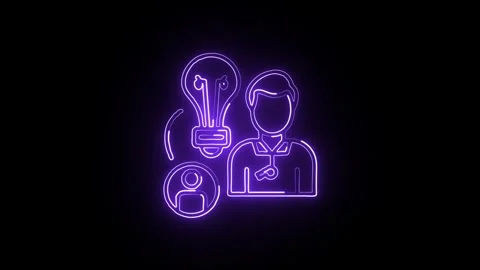 Coaching Isolated on Black Background Neon Guidance Growth Animation Video stock 328105843