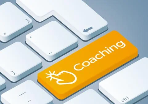 Coaching Key - Keyboard with 3D Concept illustration Illustrazione stock