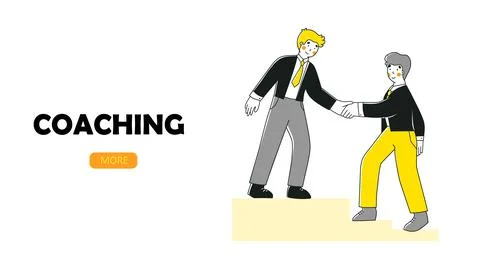Coaching mentoring people. flat vector landing page template. Cartoon people Stock Illustration