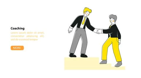 Coaching mentoring people. flat vector landing page template. Cartoon people Stock Illustration