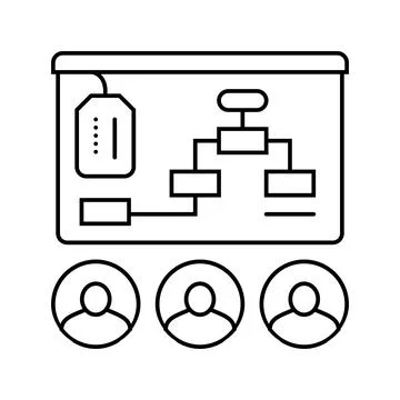 Coaching technical sales engineer line icon vector illustration Stock Illustration