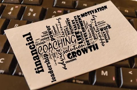 Coaching word cloud collage Stock Photos