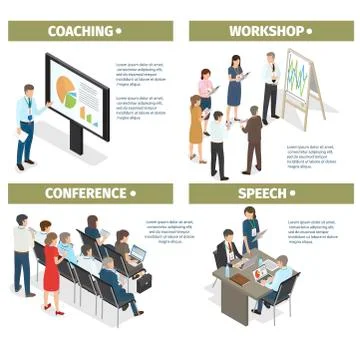 Coaching, Workshop, Conference and Speech Set 스톡 일러스트
