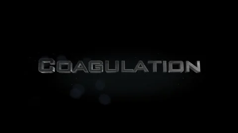 Coagulation title metal text on black alpha channel background Stock Footage 296264519