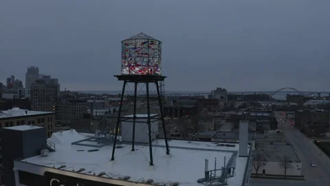Coakley building drone circle Stock Footage 131548400