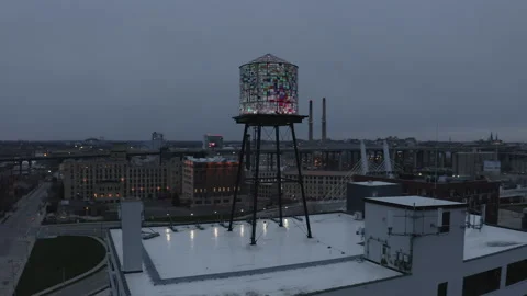 Coakley building drone slow pan Stock Footage 131547223