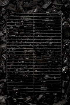 Coal backgraund withe black grate black background top Foto stock