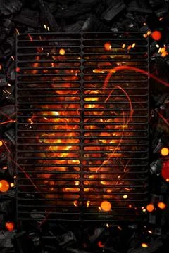 Coal backgraund withe black grate black background top view fire 스톡 사진