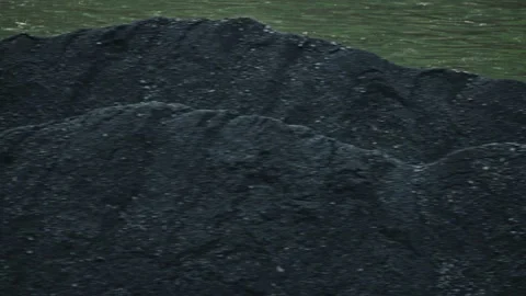 Coal barge transporting fossil fuel on a river Vídeo Stock 334102453