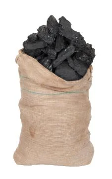 Coal in big sack Stock Photos