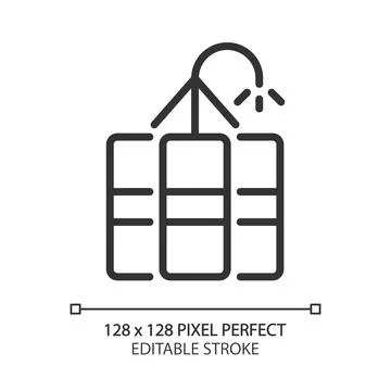 Coal blasting pixel perfect linear icon 스톡 일러스트