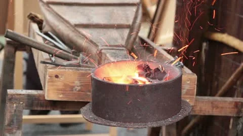 Coal burning at the smithy Stock Footage 22178775