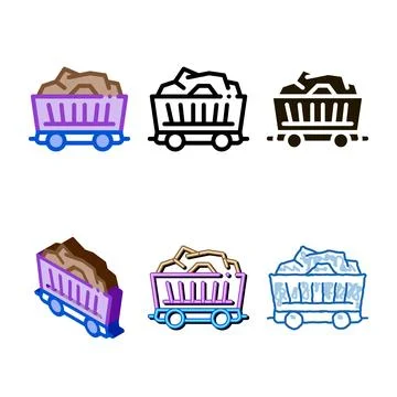Coal cart icon vector modern outline Stock Illustration