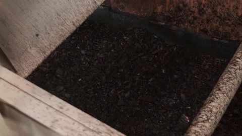 Coal cleaning process at preparation facilties. Washing with water Stock Footage 205221140