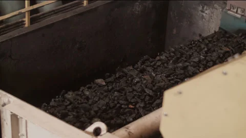 Coal cleaning process at preparation facilties. Washing with water Stock Footage 205225560