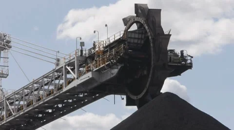 Coal conveyor belt/loader closeup Stock Footage 8666404