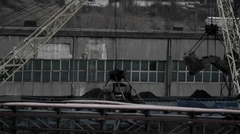 Coal cranes close up Stock Footage 24716125