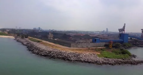 Coal Elevator Machine And Cargo Cranes At The Coal Terminal In New 스톡 동영상 196233538