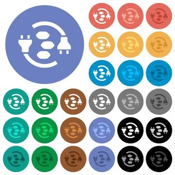 Coal energy round flat multi colored icons Ilustración de archivo