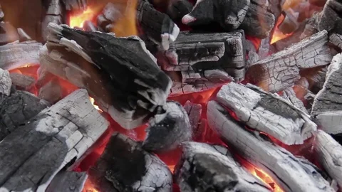 Coal in fire for a barbecue grill Stock Footage 84802829