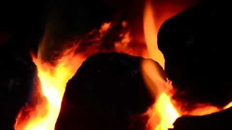 Coal fire burning Stock Footage 10534543