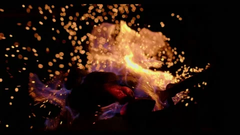 Coal on fire Stock Footage 233268434
