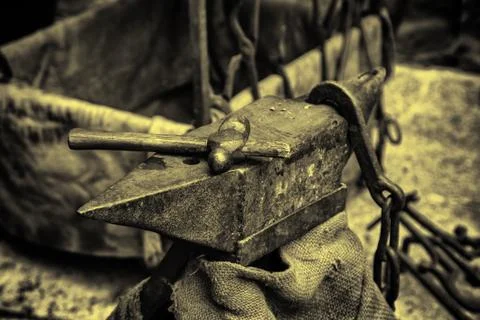 Coal fire in a forge Stock Photos