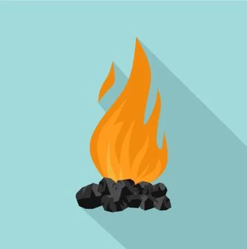 Coal fire icon, flat style Illustrazione stock