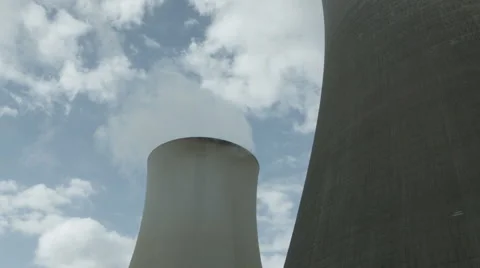 Coal-fired cooling towers Stock Footage 56916625