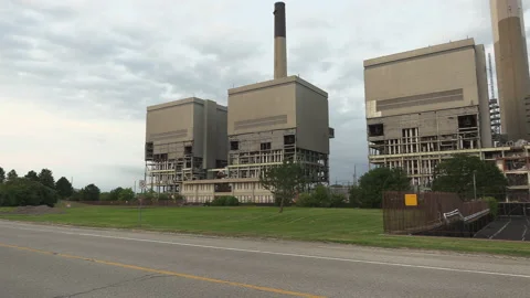 Coal fired electrical power generation station being demolished Stock Footage 158158844