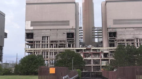 Coal fired electrical power generation station being demolished Stock Footage 158166355
