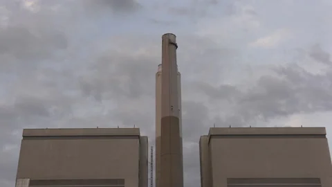 Coal fired electrical power generation station being demolished Stock Footage 158166666