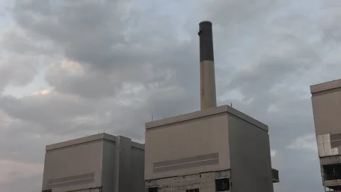 Coal fired electrical power generation station being demolished Stock Footage 158167883
