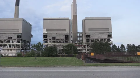 Coal fired electrical power generation station being demolished Stock Footage 158172812
