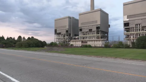 Coal fired electrical power generation station being demolished Stock Footage 158173640