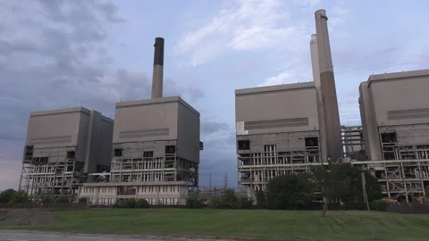 Coal fired electrical power generation station being demolished Stock Footage 158174602