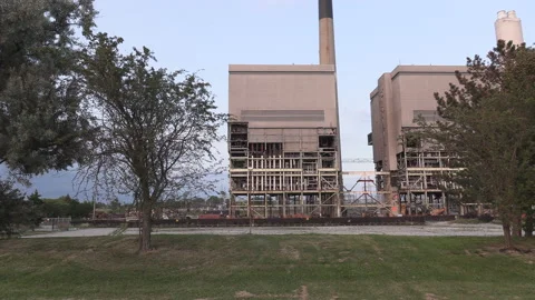 Coal fired electrical power generation station being demolished Stock Footage 158179852