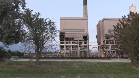 Coal fired electrical power generation station being demolished Stock Footage 158180928
