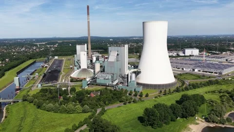 Coal fired power plant generating electricity aerial view Video stock 335750238